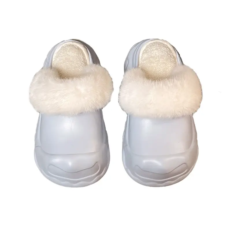 Autumn and Winter Fashion Simple Cloud Cotton Slippers with Closed Toe, Fleece-Lined, Thick-Soled, Versatile, Non-Slip, Waterproof Cotton Slippers for Women - Image 13