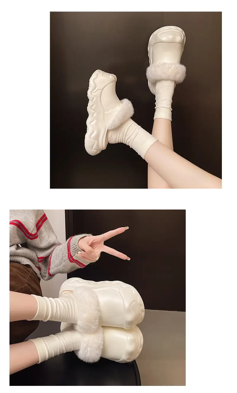 Autumn and Winter Fashion Simple Cloud Cotton Slippers with Closed Toe, Fleece-Lined, Thick-Soled, Versatile, Non-Slip, Waterproof Cotton Slippers for Women — feature 10