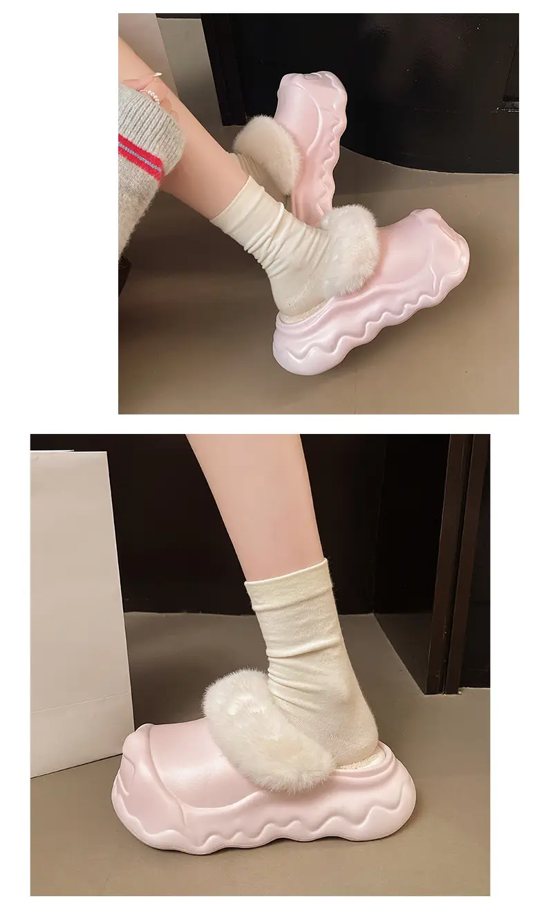 Autumn and Winter Fashion Simple Cloud Cotton Slippers with Closed Toe, Fleece-Lined, Thick-Soled, Versatile, Non-Slip, Waterproof Cotton Slippers for Women — feature 13