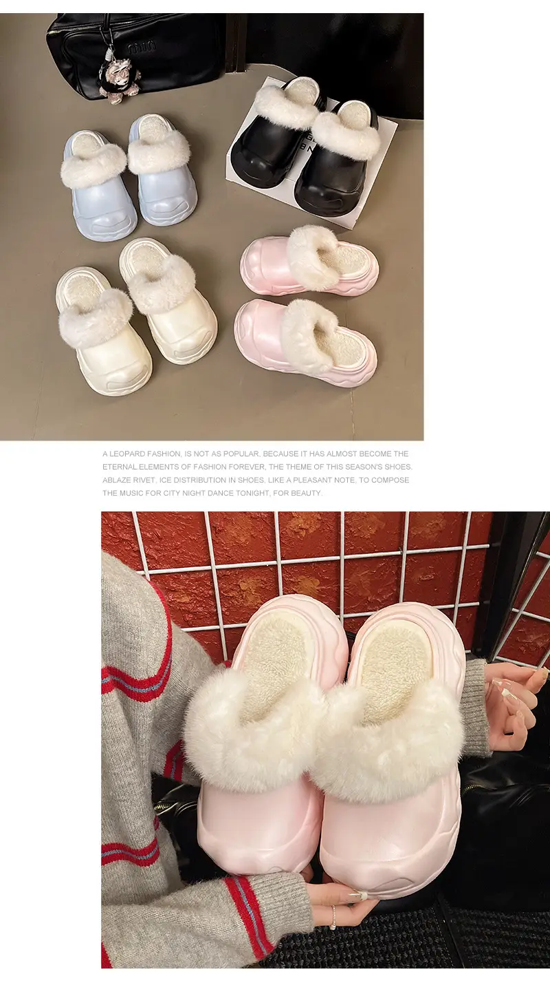 Autumn and Winter Fashion Simple Cloud Cotton Slippers with Closed Toe, Fleece-Lined, Thick-Soled, Versatile, Non-Slip, Waterproof Cotton Slippers for Women — feature 15