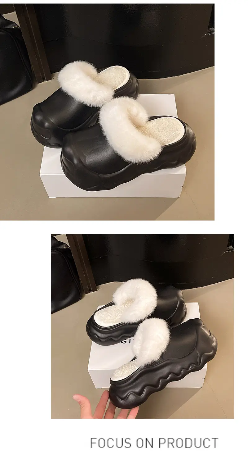 Autumn and Winter Fashion Simple Cloud Cotton Slippers with Closed Toe, Fleece-Lined, Thick-Soled, Versatile, Non-Slip, Waterproof Cotton Slippers for Women — feature 16