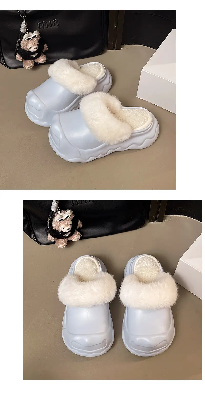 Autumn and Winter Fashion Simple Cloud Cotton Slippers with Closed Toe, Fleece-Lined, Thick-Soled, Versatile, Non-Slip, Waterproof Cotton Slippers for Women — feature 17
