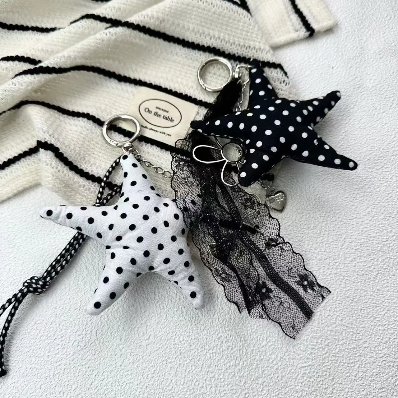 Retro Star Polka Dot Crossbody Bag with Keychain