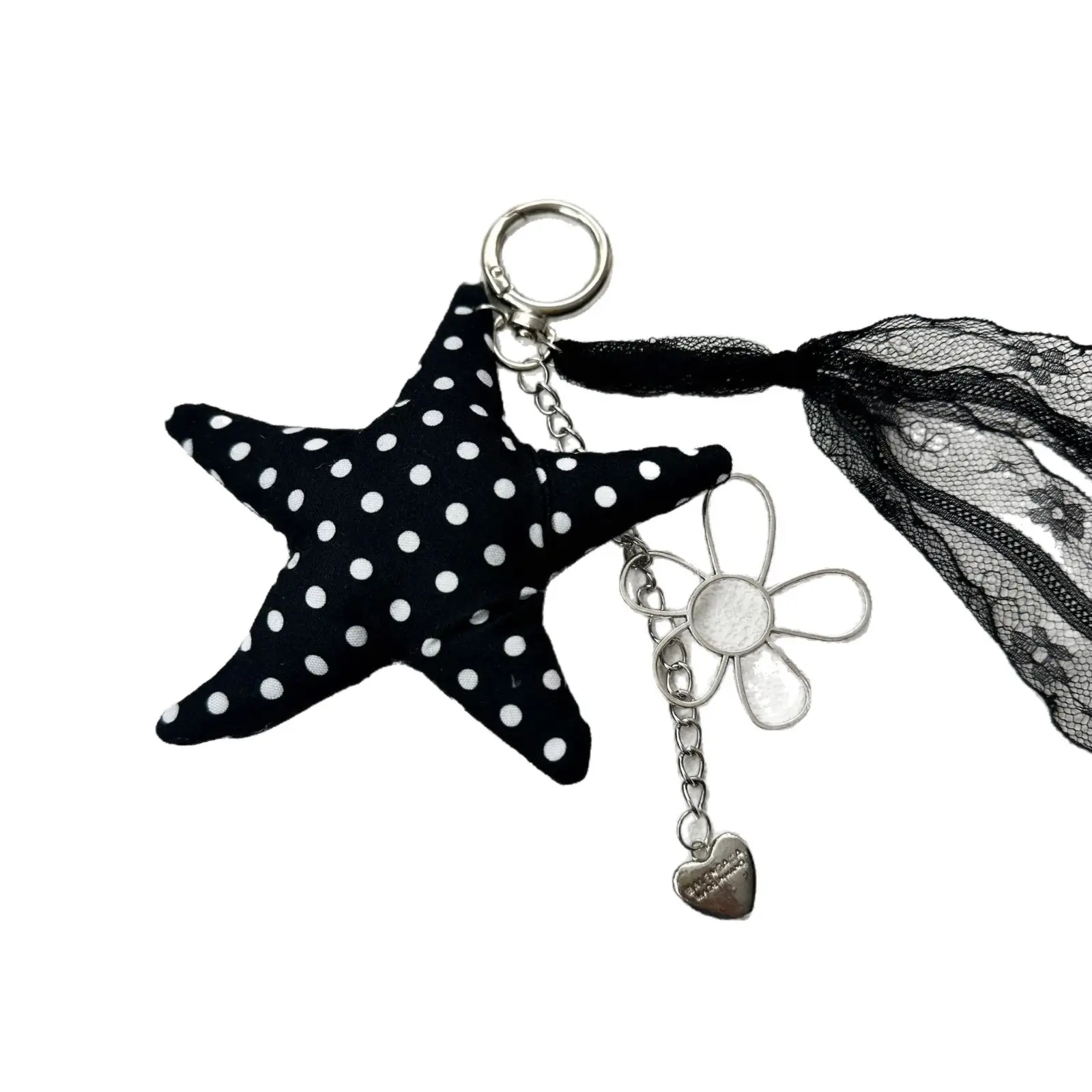 Retro Star Polka Dot Crossbody Bag with Keychain