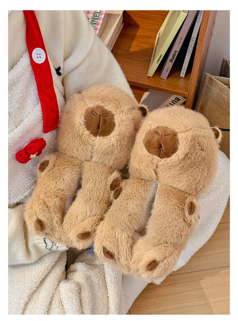 Qidan Shoe Factory Kapibara Cotton Slippers for Women in Autumn and Winter Home Indoor Fleece-Lined Warm Anti-Slip Couple Cotton Shoes for Men — feature 8
