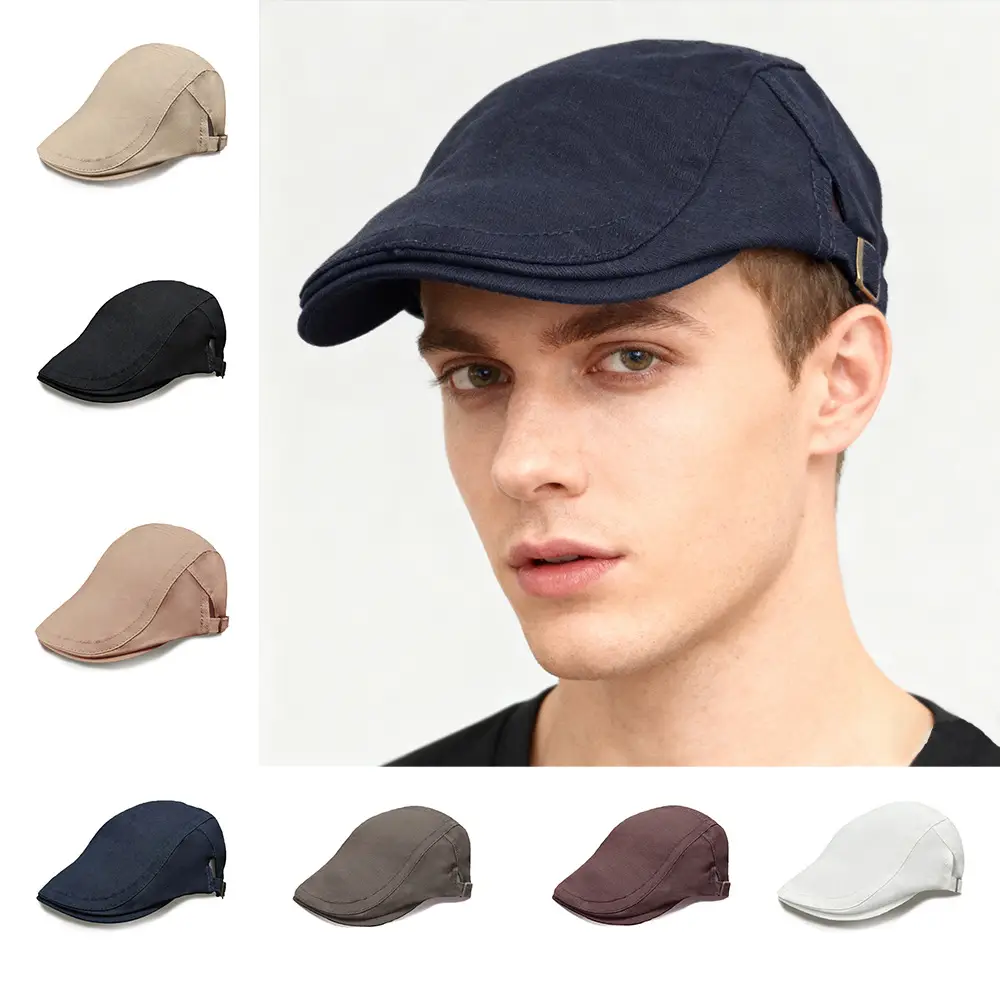 White British Unisex Newsboy Cap Adjustable Cotton Forward Cap Flat Cap - Image 8