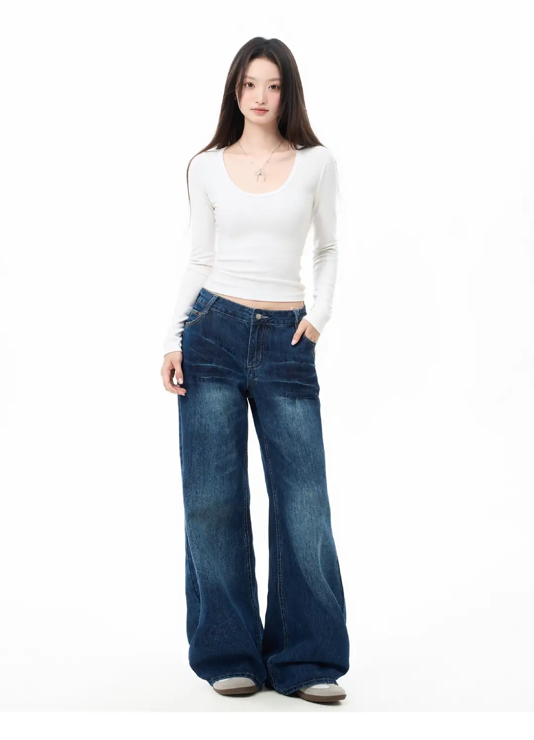 Square Collar Long Sleeve Top Women's Autumn Inner Wear Bottoming Shirt Slim Fit Right Shoulder Large Neckline T-Shirt — feature 10