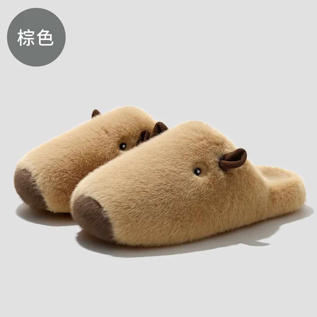 Kapibala Cartoon Cotton Slippers Women's Winter New Baotou Indoor Cute Home Use Couple Cotton Slippers Men's Wholesale - Image 2