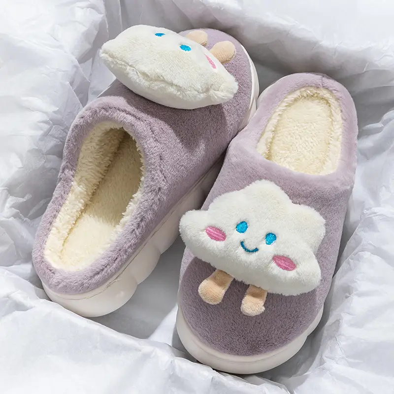 Cute Cloud Slippers for Women Purple Warm Winter - Image 3