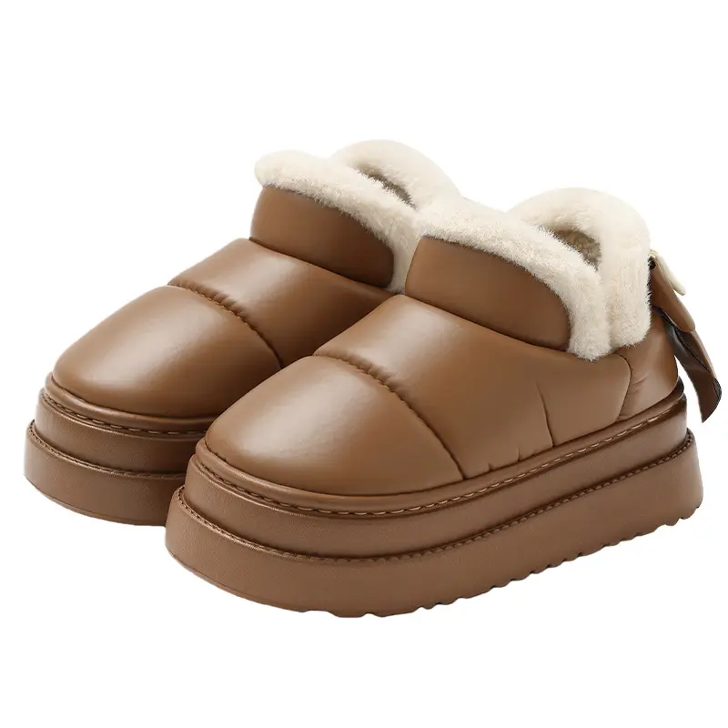 Women's Waterproof Snow Boots for Winter Outer Wear Thick-Soled Non-Slip Indoor Home Plush Warm Bag Heel Cotton Shoes for Men Wholesale