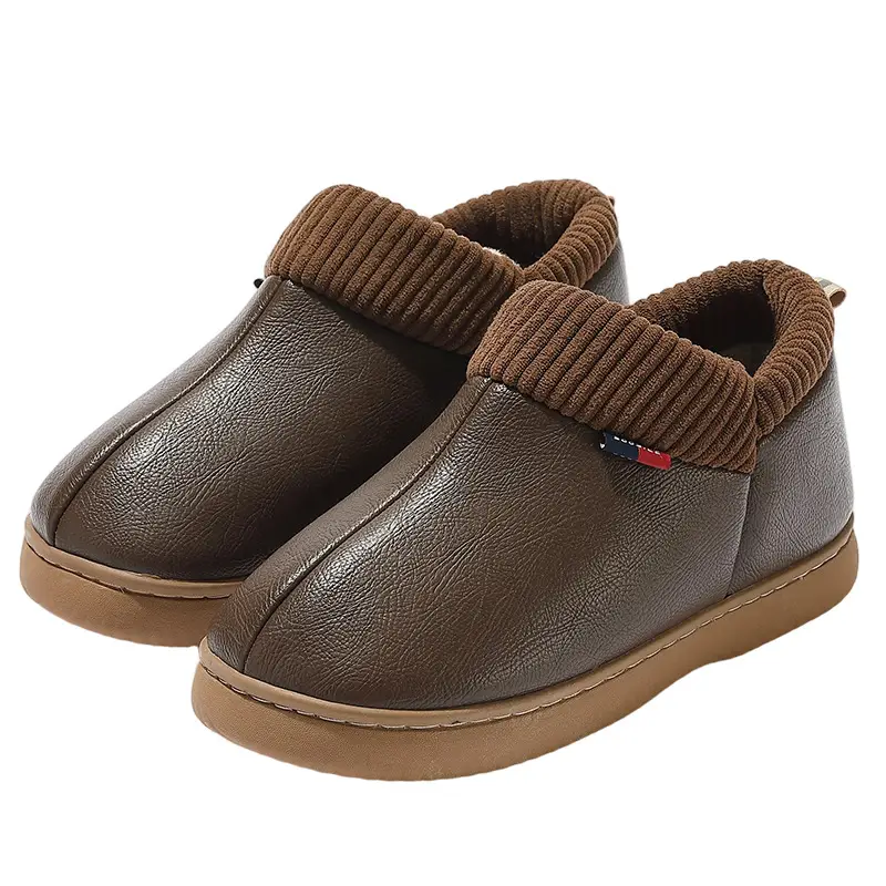 Men Winter Velvet Slipper Dark Red Non-Slip - Image 9