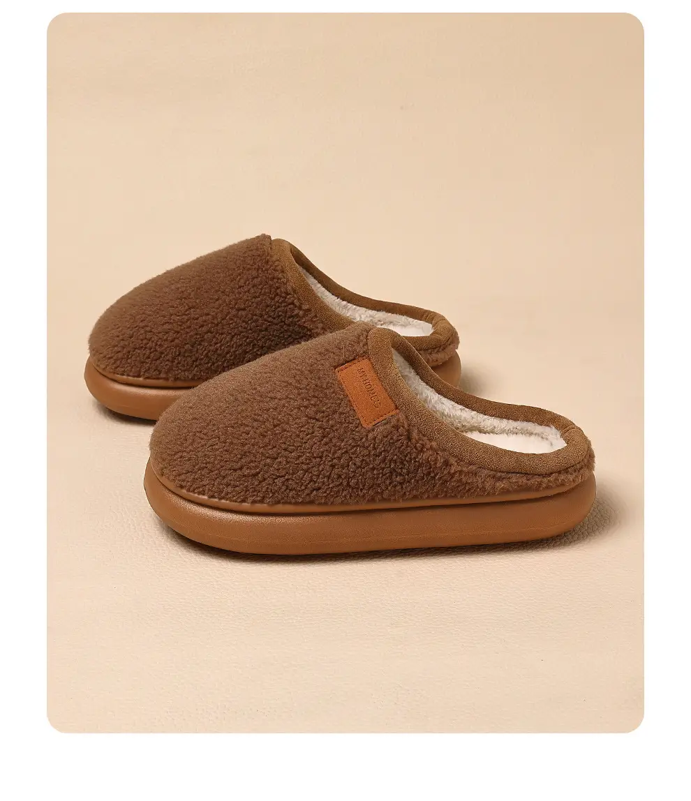 Autumn and Winter Cotton Slippers for Women and Couples, Indoor Home Use, Non-Slip, Thick-Soled, Warm, Postpartum, Plush, Men's — feature 3