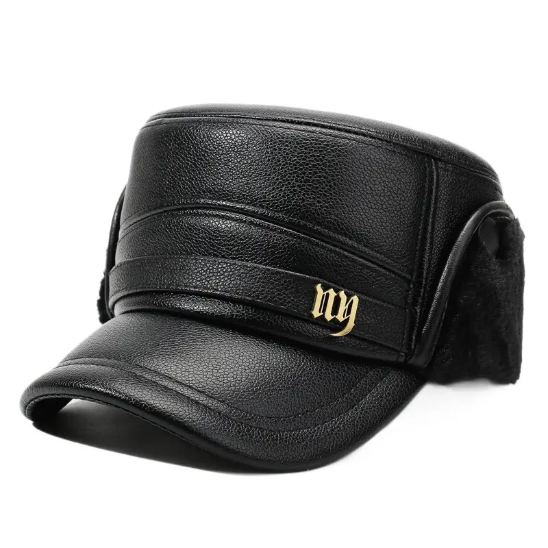 Men Winter Warm Flat Cap with Fur Trim