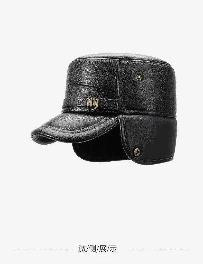 Men Winter Warm Flat Cap with Fur Trim — feature 13