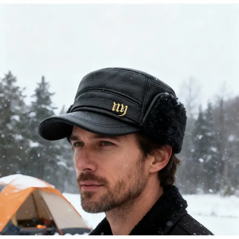Men Winter Warm Flat Cap with Fur Trim — feature 15
