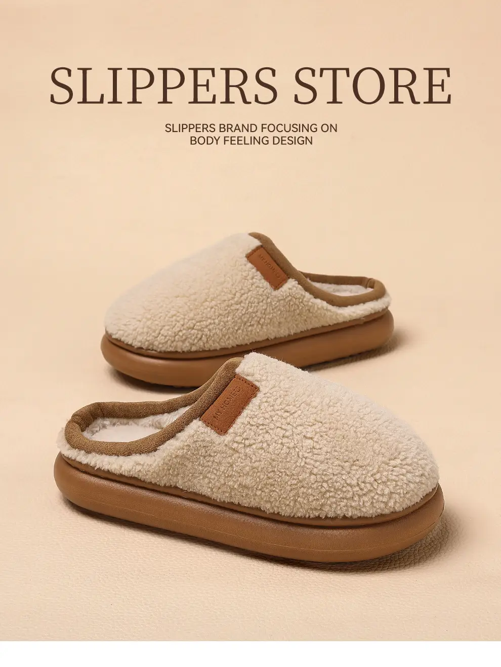 Autumn and Winter Cotton Slippers for Women and Couples, Indoor Home Use, Non-Slip, Thick-Soled, Warm, Postpartum, Plush, Men's — feature 1