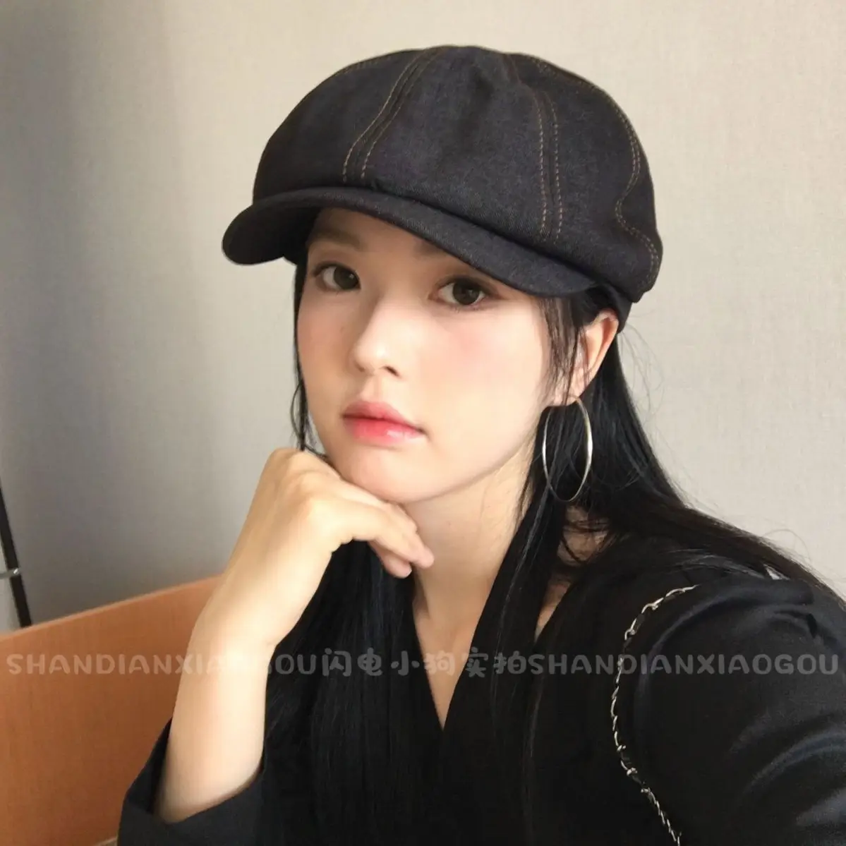 Women Retro Forward Peaked Cap Large Circumference Corduroy - Image 6