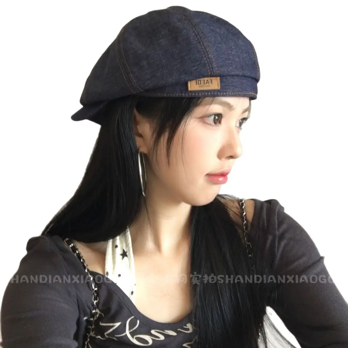 Women Retro Forward Peaked Cap Large Circumference Corduroy - Image 8