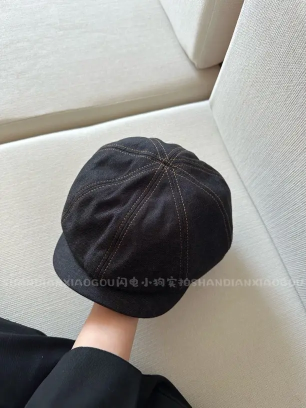 Women Retro Forward Peaked Cap Large Circumference Corduroy - Image 2