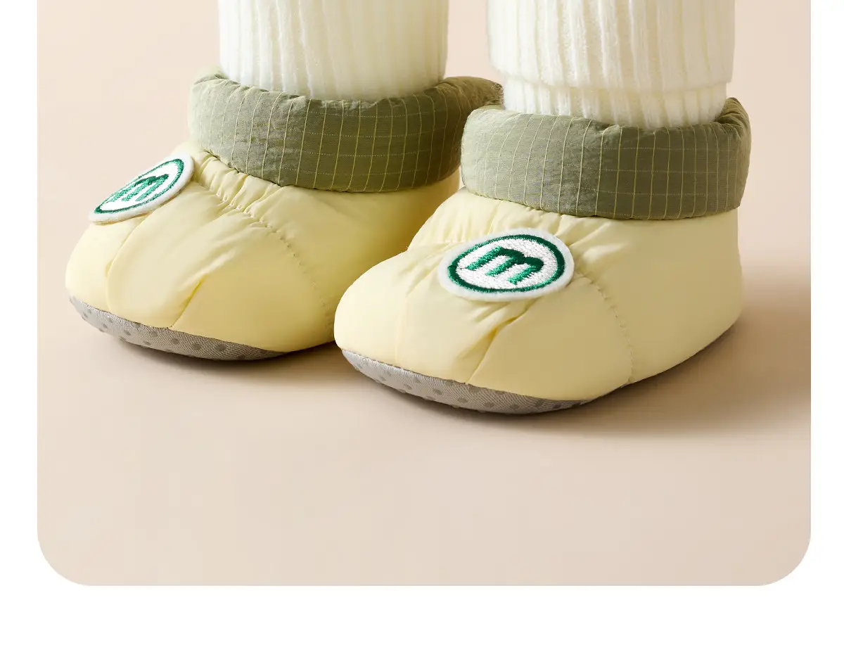 Baby Fleece Lined Toddler Shoes Cream Green Non-Slip — feature 15