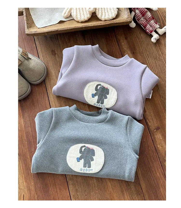 Infant Silk Top Winter Cartoon Long-Sleeved T-Shirt Boy's Velvet Bottoming Shirt — feature 13