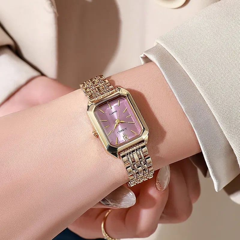 Foreign Trade Hot Selling New Trendy Square Women's Watch Gold Watch Women's Watch Steel Belt Women's Watch Manufacturer Spot Wholesale