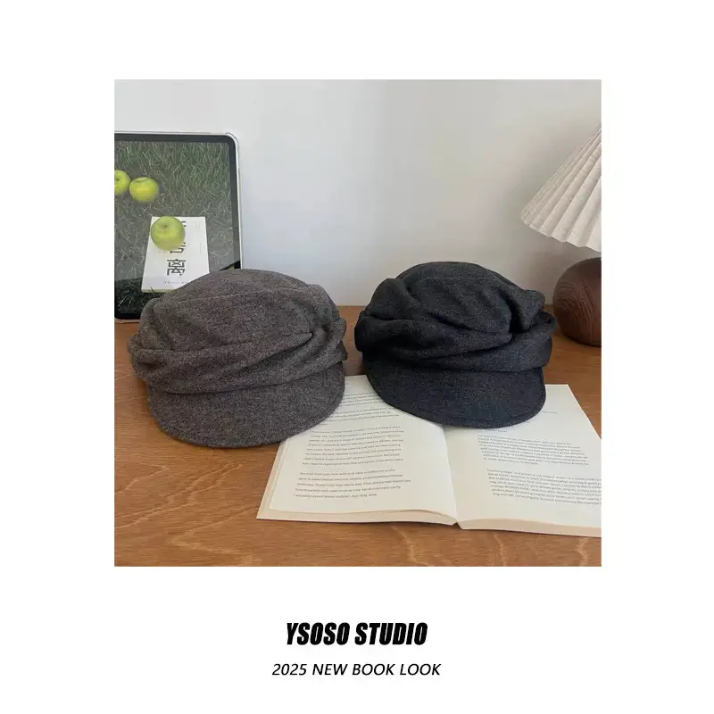 Japanese Style Flat Cap Yamamoto Style 2025 Winter Black — feature 9