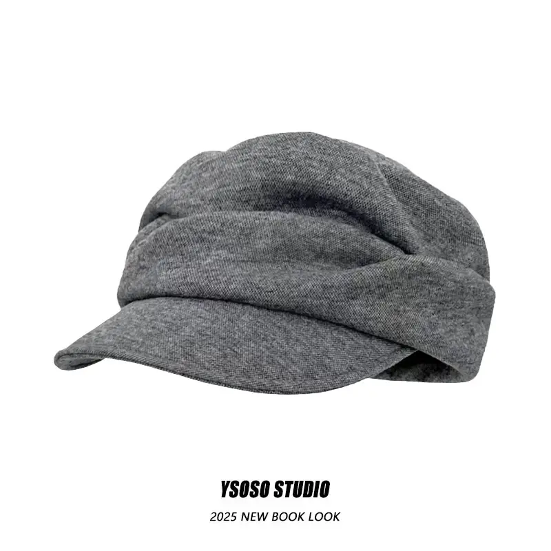 Japanese Style Flat Cap Yamamoto Style 2025 Winter Black - Image 3