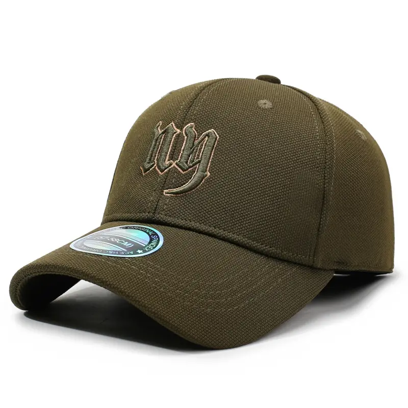 Men's Green Embroidered Baseball Cap with Curved Brim - Image 4