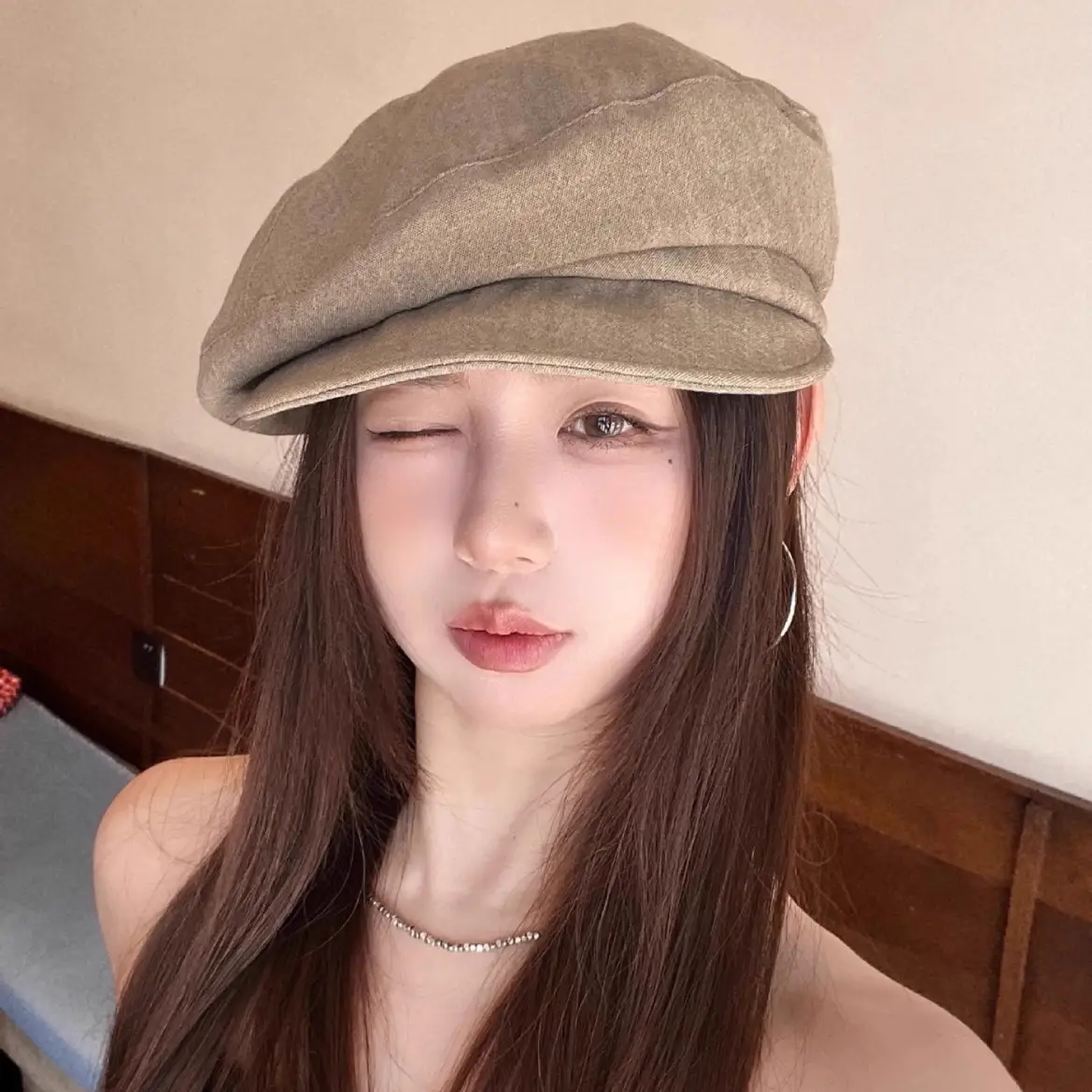 Vintage Japanese Style Women's Cloud Beret Brown