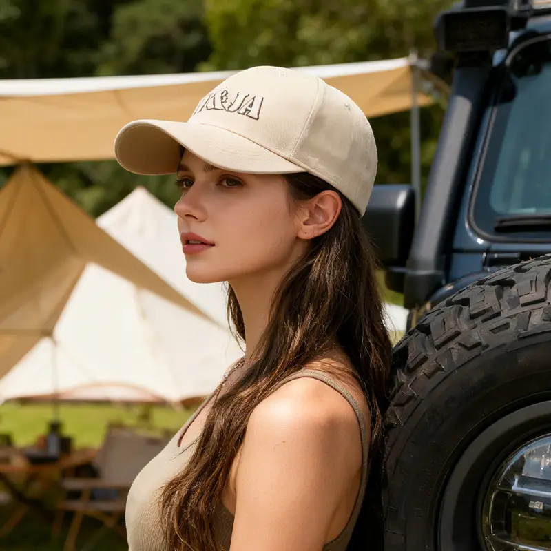 Men Beige Baseball Cap Sun Hat with Embroidered Design - Image 10