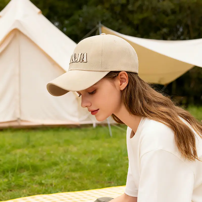 Men Beige Baseball Cap Sun Hat with Embroidered Design - Image 11