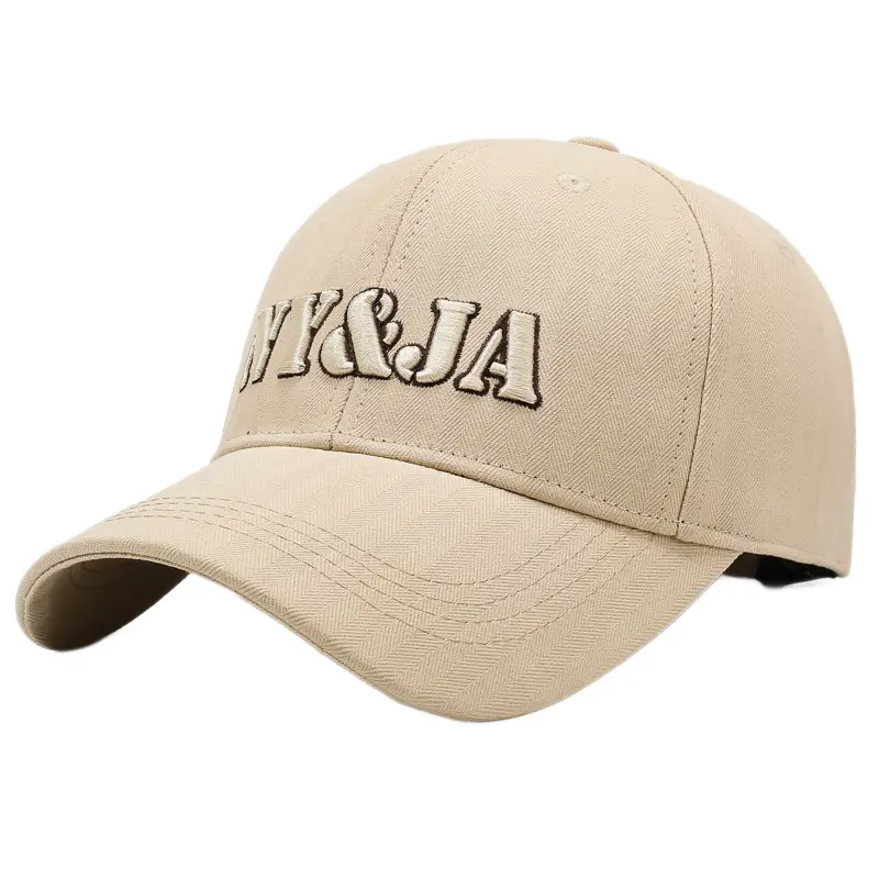 Men Beige Baseball Cap Sun Hat with Embroidered Design - Image 12