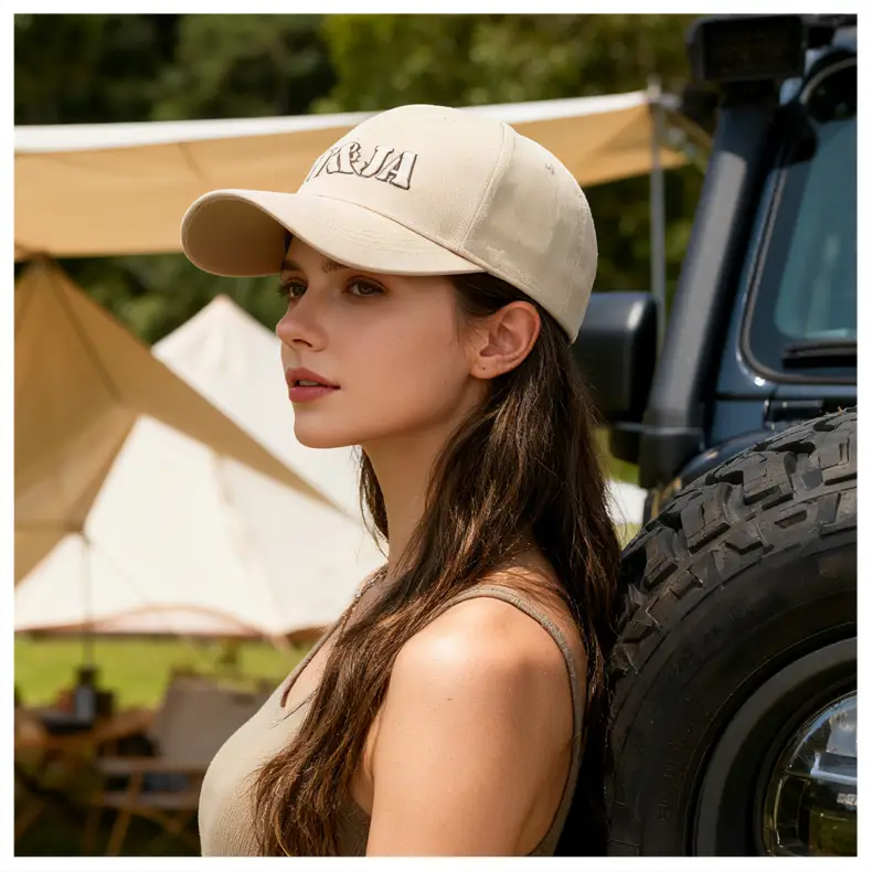 Men Beige Baseball Cap Sun Hat with Embroidered Design — feature 15