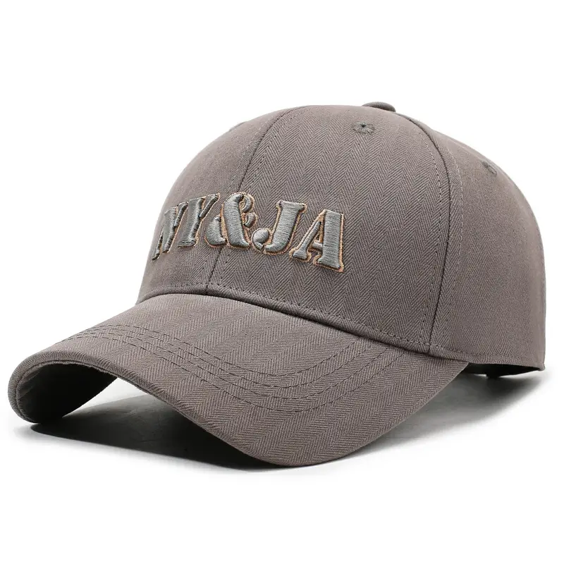 Men Beige Baseball Cap Sun Hat with Embroidered Design - Image 4