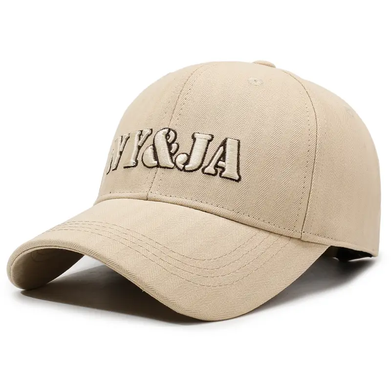 Men Beige Baseball Cap Sun Hat with Embroidered Design - Image 6