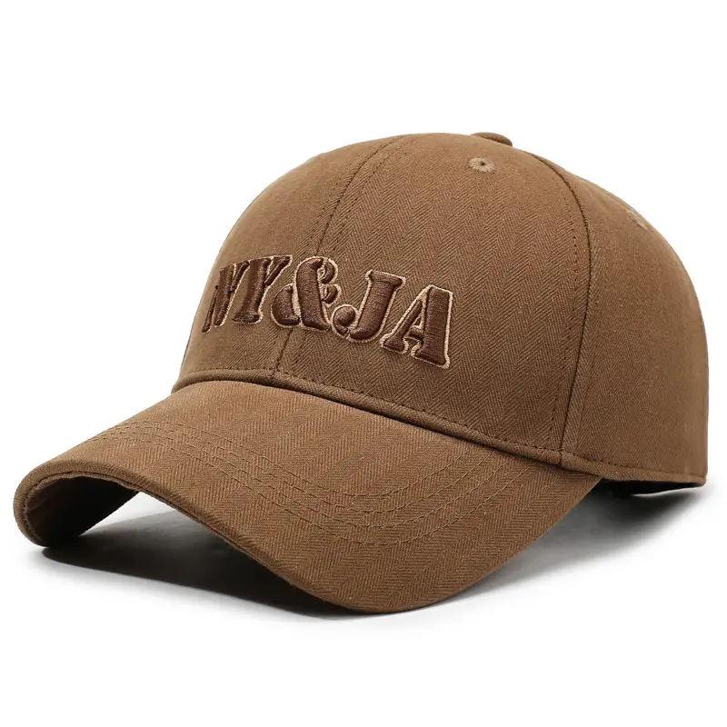 Men Beige Baseball Cap Sun Hat with Embroidered Design - Image 7