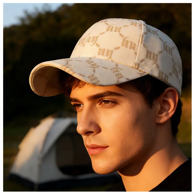 Women's Beige Hexagon Print Baseball Cap — feature 16