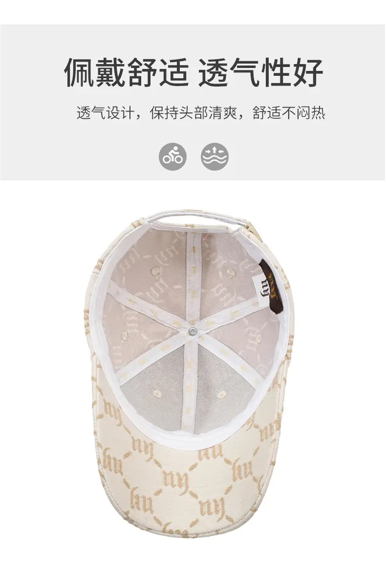 Women's Beige Hexagon Print Baseball Cap — feature 5