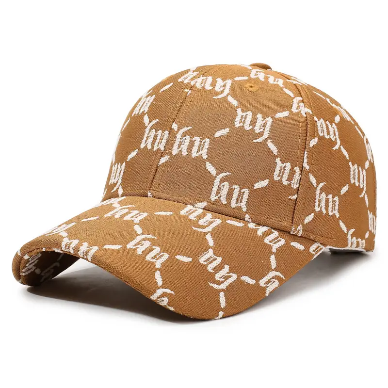 Women's Beige Hexagon Print Baseball Cap - Image 2