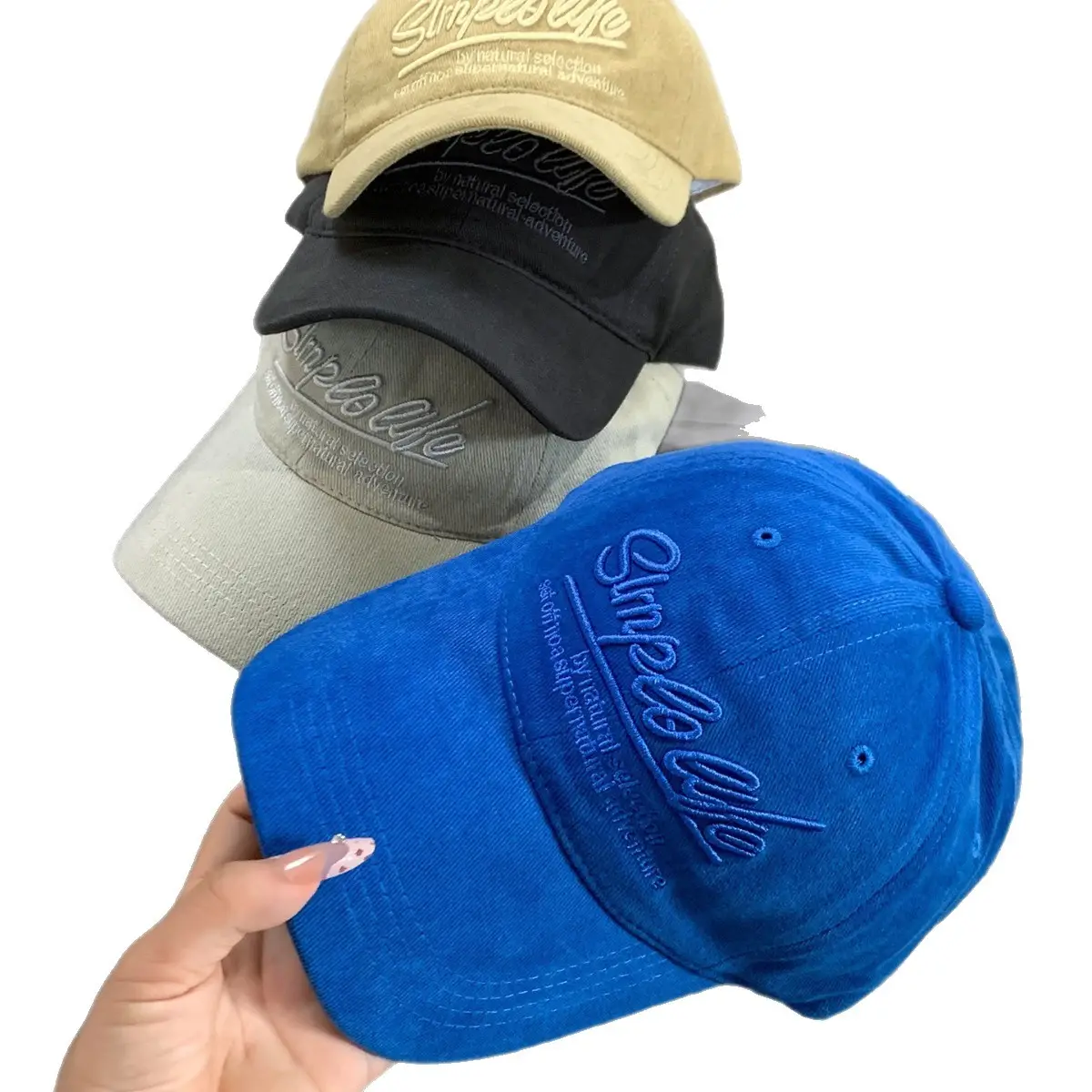 Blue Vintage Letter Embroidered Women's Baseball Cap with Wide Brim - Image 10