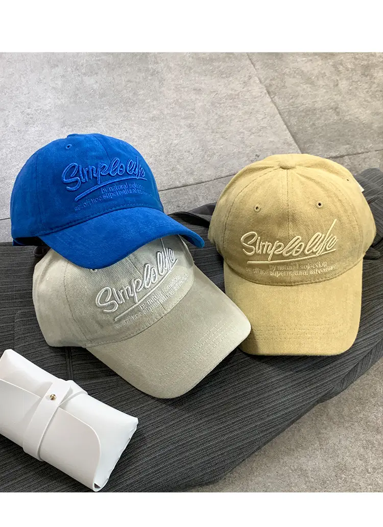 Blue Vintage Letter Embroidered Women's Baseball Cap with Wide Brim — feature 10