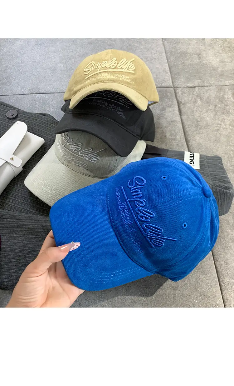 Blue Vintage Letter Embroidered Women's Baseball Cap with Wide Brim — feature 11