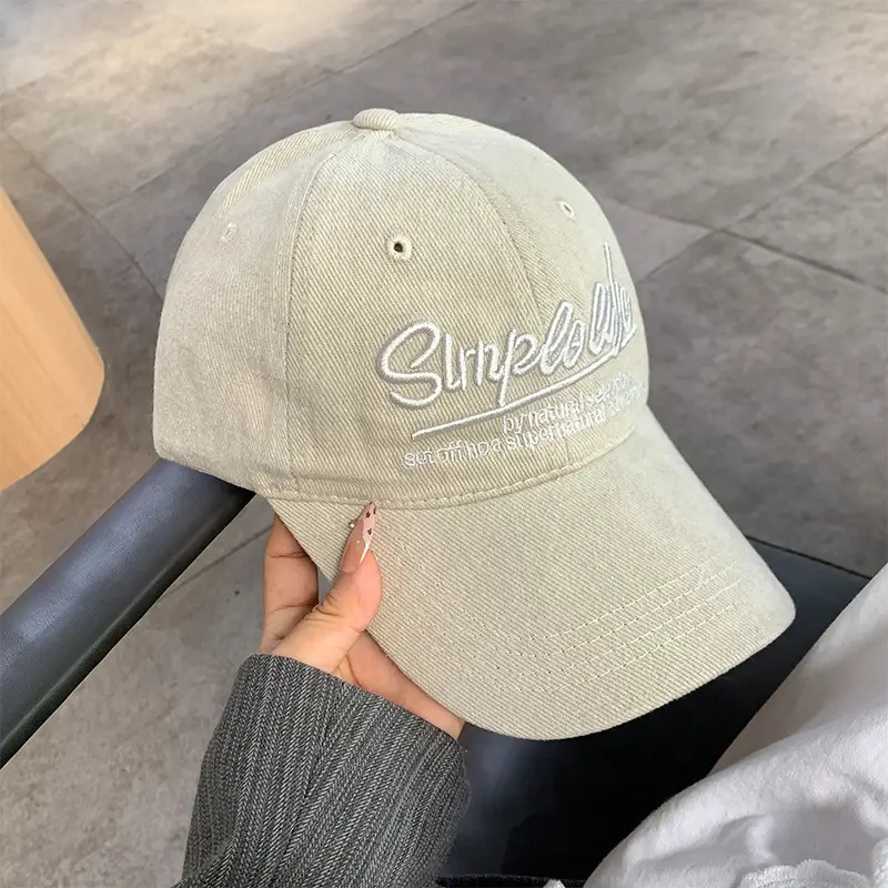Blue Vintage Letter Embroidered Women's Baseball Cap with Wide Brim - Image 2