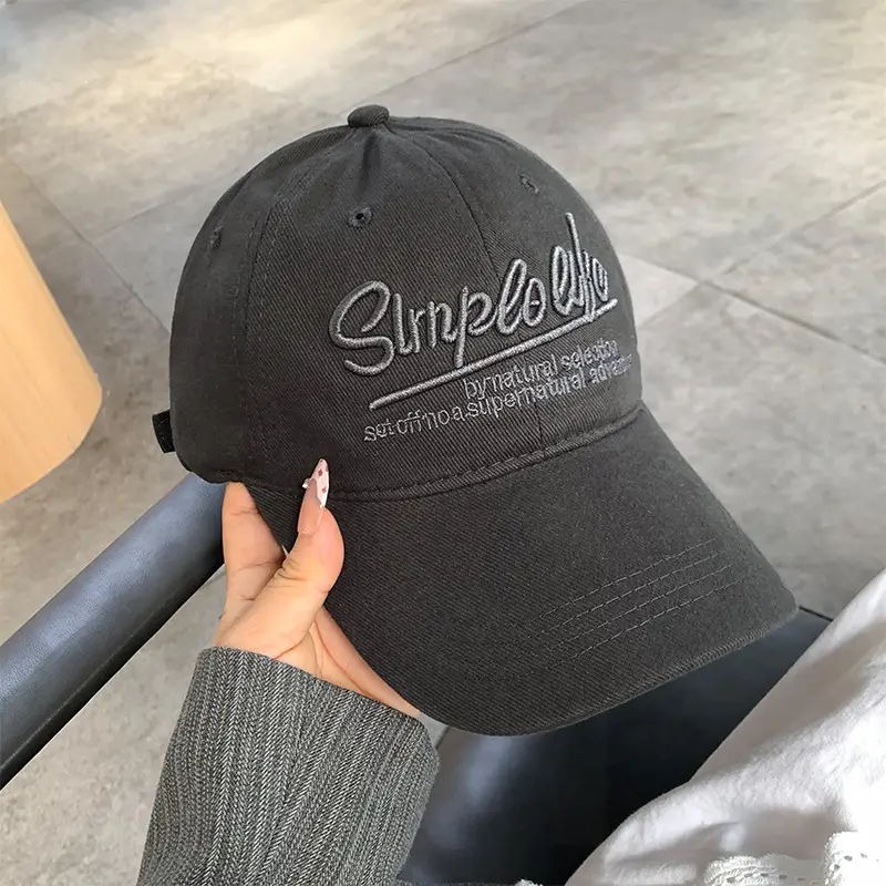 Blue Vintage Letter Embroidered Women's Baseball Cap with Wide Brim - Image 3