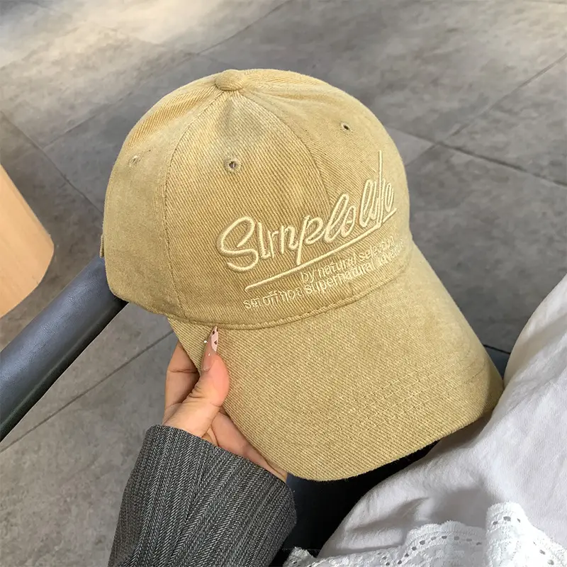 Blue Vintage Letter Embroidered Women's Baseball Cap with Wide Brim - Image 4