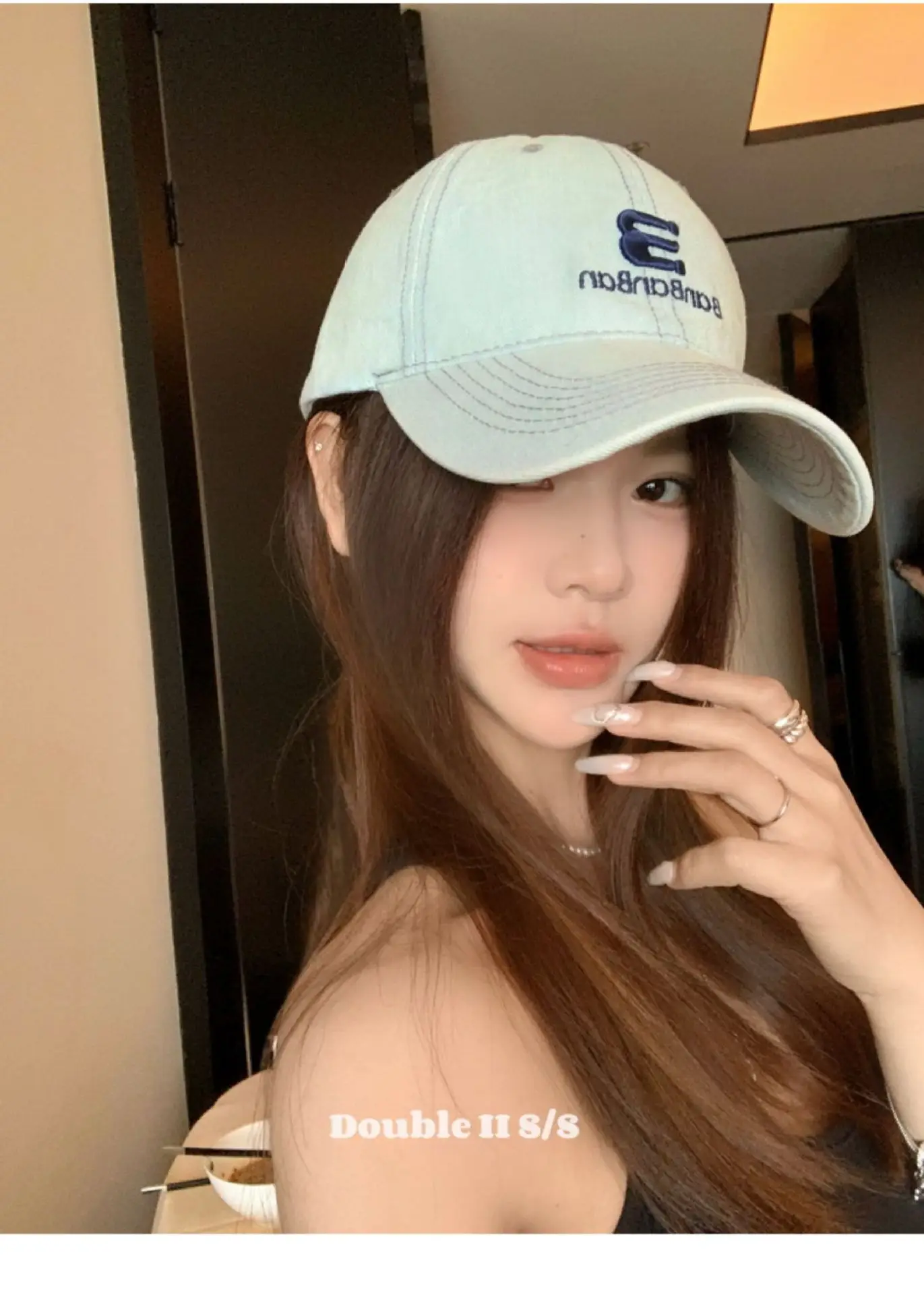 Women American Style Denim Baseball Cap with Embroidered Letters — feature 3