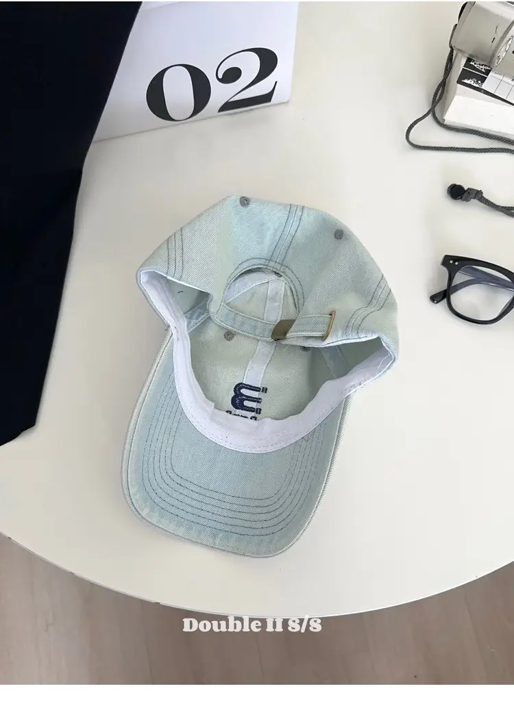 Women American Style Denim Baseball Cap with Embroidered Letters — feature 5