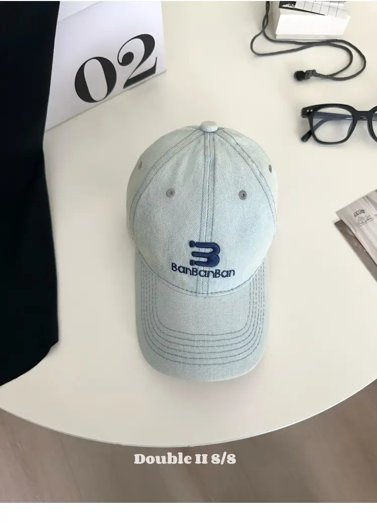 Women American Style Denim Baseball Cap with Embroidered Letters — feature 6