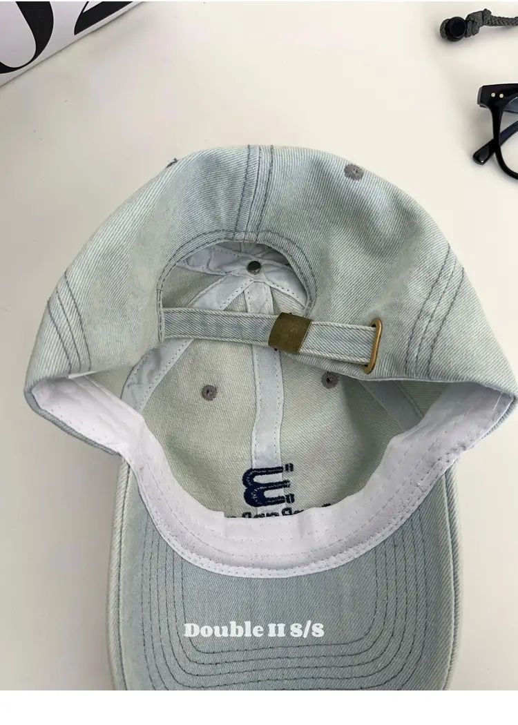 Women American Style Denim Baseball Cap with Embroidered Letters — feature 7